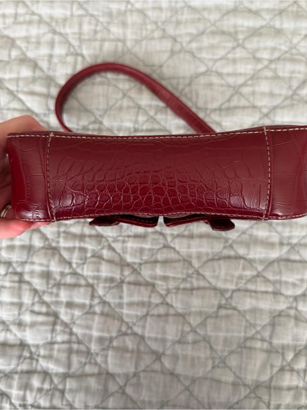 Red Croc-Embossed Mini Shoulder Bag - Picture 5 of 6